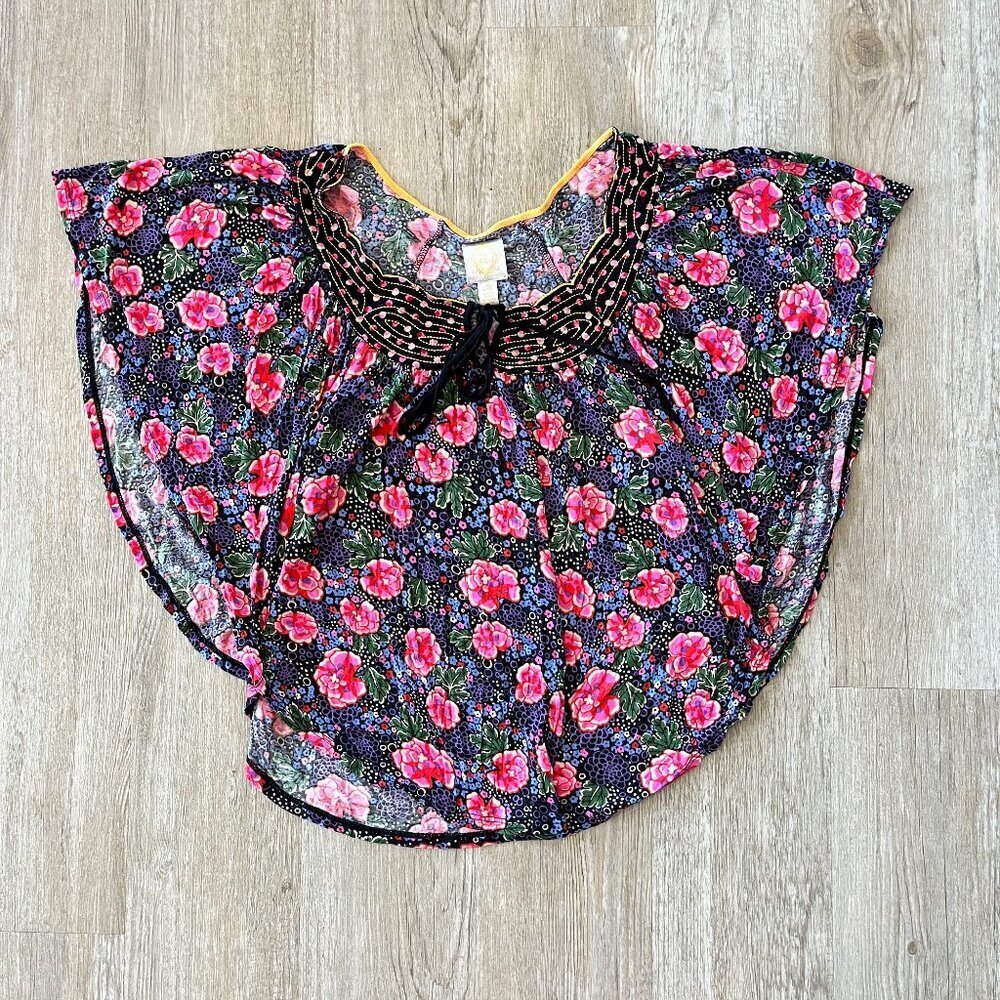 Womens Ric Rac Floral Blouse Top - M